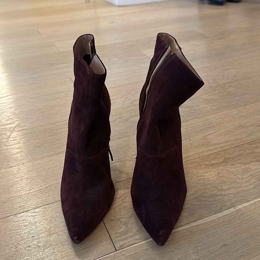Reiss Mirna Burgundy Suede Boots